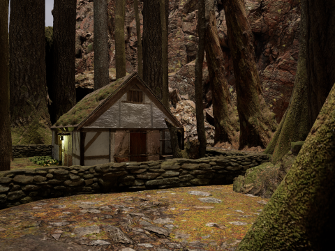 Fantasy Village House in the Dark Forest 3D 模型