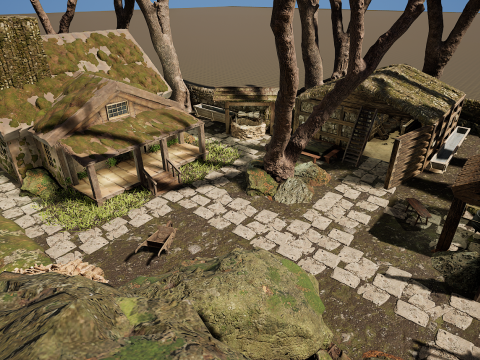 Nordic Cozy Village Farm Highly Detailed 3D Model