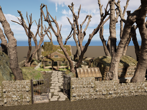 Nordic Cozy Village Farm Highly Detailed 3D Model