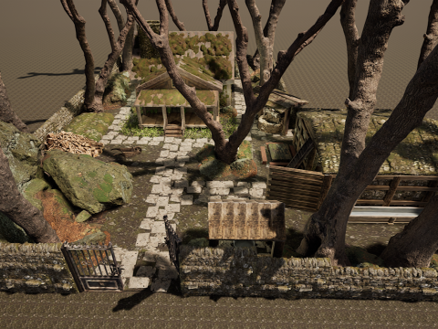 Nordic Cozy Village Farm Highly Detailed 3D Model