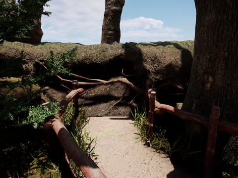 Wooden House and Path in a Fantasy Nordic Forest 3D Model