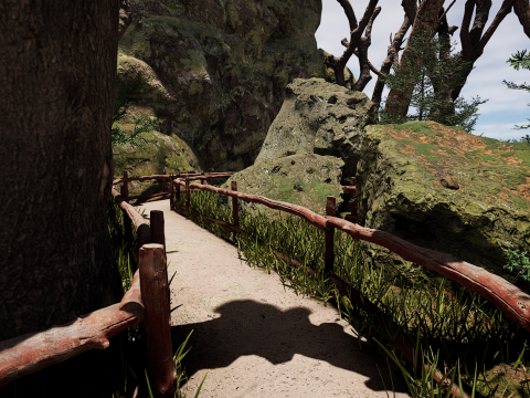 Wooden House and Path in a Fantasy Nordic Forest 3D 模型