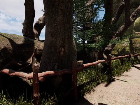 Wooden House and Path in a Fantasy Nordic Forest 3D Model