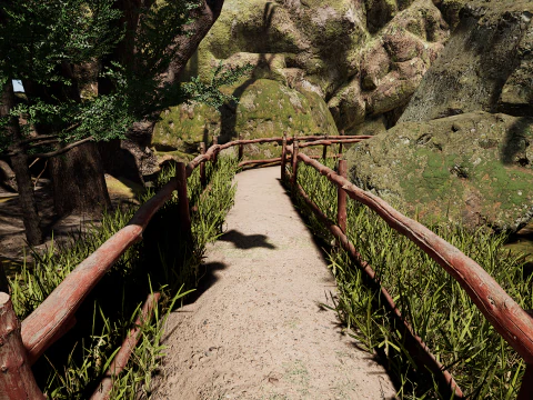 Wooden House and Path in a Fantasy Nordic Forest 3D Model