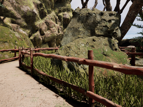 Wooden House and Path in a Fantasy Nordic Forest 3D 模型
