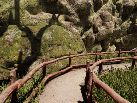 Wooden House and Path in a Fantasy Nordic Forest 3D 模型