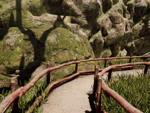 Wooden House and Path in a Fantasy Nordic Forest 3D Model