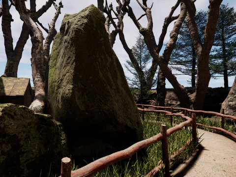 Wooden House and Path in a Fantasy Nordic Forest 3D Model