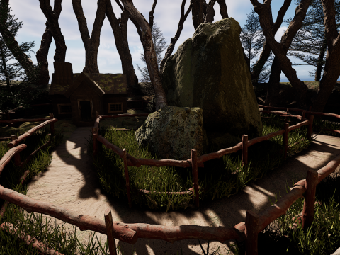 Wooden House and Path in a Fantasy Nordic Forest 3D 模型