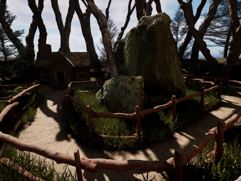 Wooden House and Path in a Fantasy Nordic Forest 3D Model