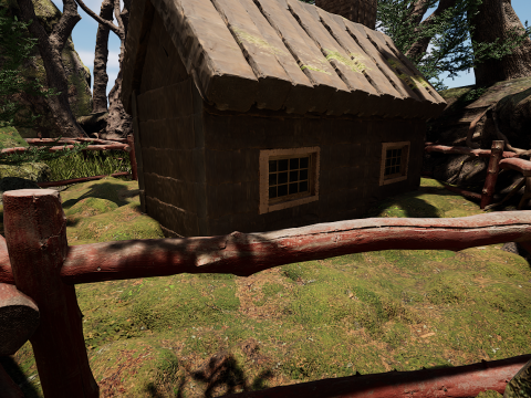 Wooden House and Path in a Fantasy Nordic Forest 3D 模型