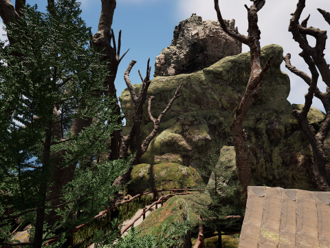 Wooden House and Path in a Fantasy Nordic Forest 3D 模型