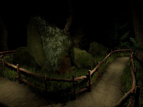 Wooden House and Path in a Fantasy Nordic Forest 3D 模型