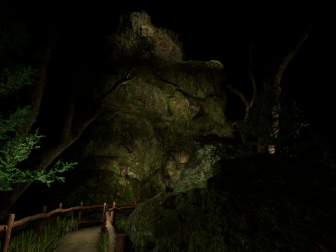 Wooden House and Path in a Fantasy Nordic Forest 3D Model