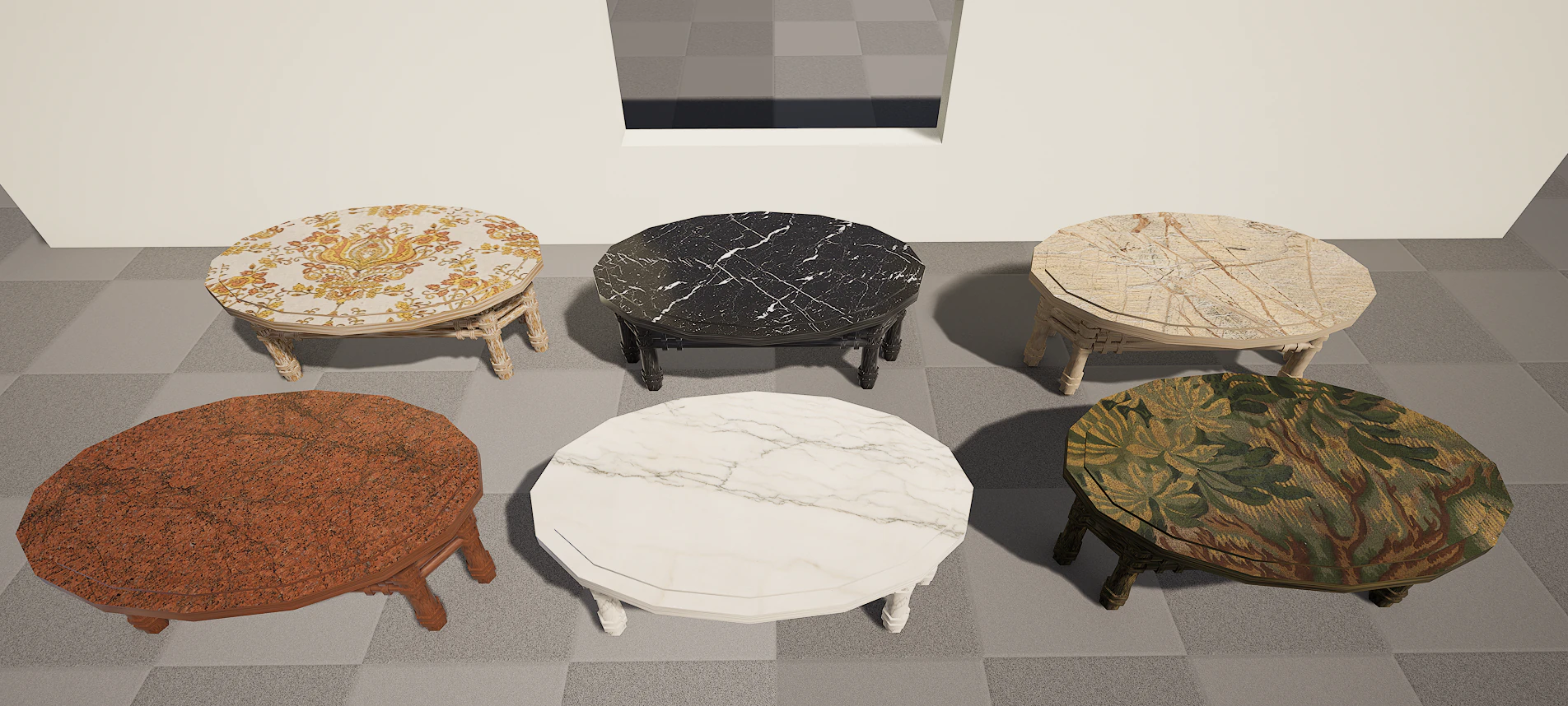 6 Detailed Granite Table 4K 3D Model .c4d .max .obj .3ds .fbx .stl .blend 