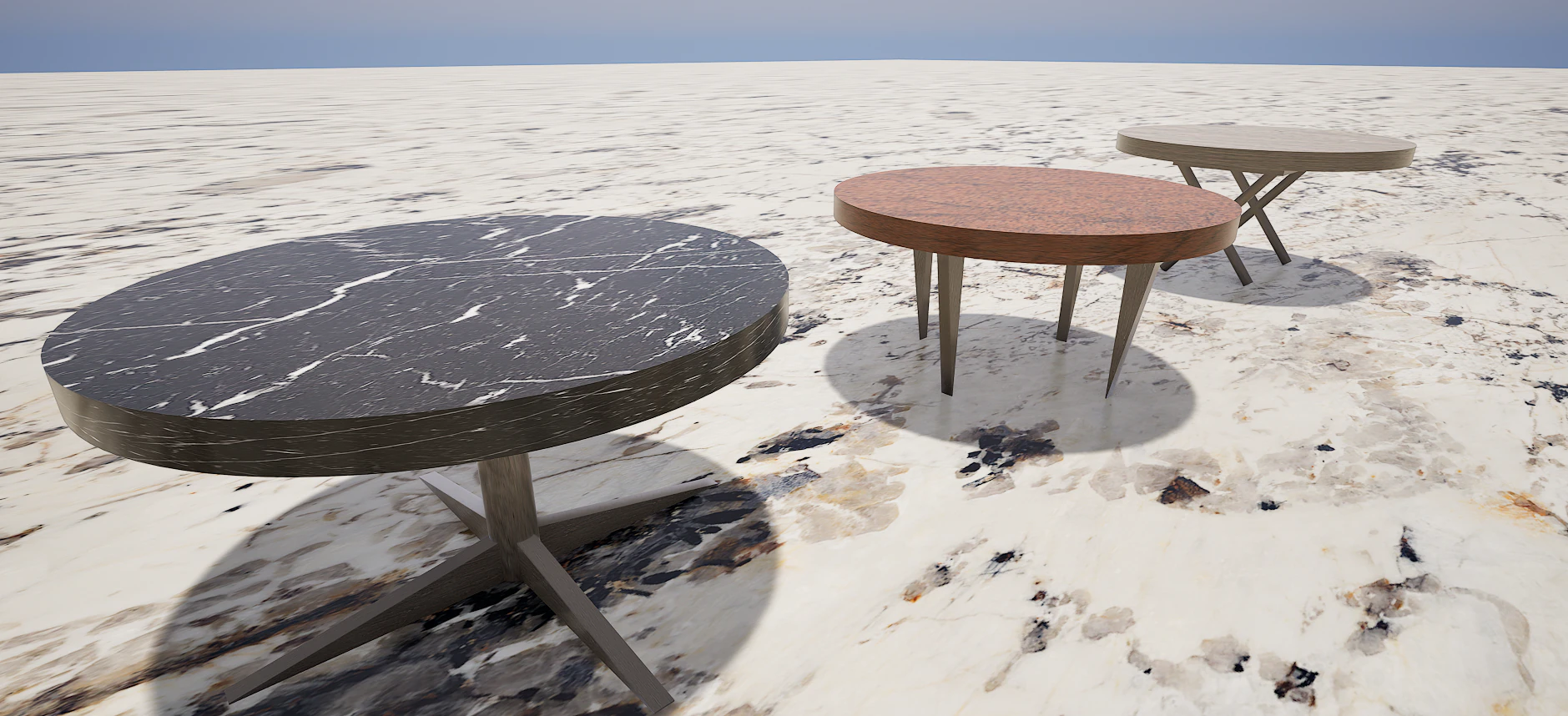 3 Modern Granite Table 4K 3D Model .c4d .max .obj .3ds .fbx .stl .blend