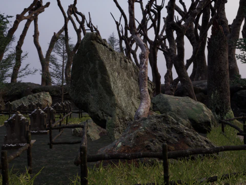 Horror Forest and Graveyard 3D Model