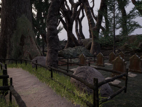 Horror Forest and Graveyard 3D Model