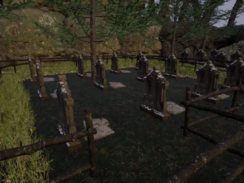Horror Forest and Graveyard 3D Model