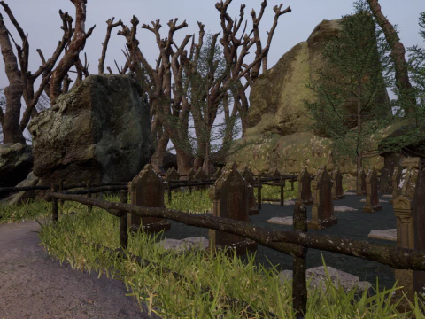 Horror Forest and Graveyard 3D Model