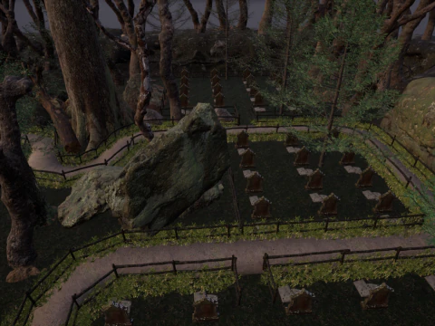 Horror Forest and Graveyard 3D Model