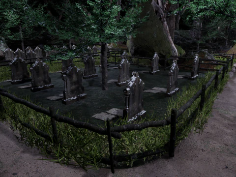 Horror Forest and Graveyard 3D Model