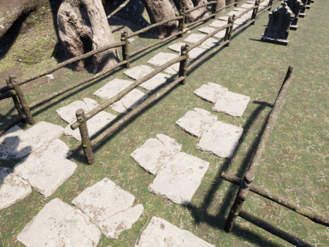 Haunted Church and Graveyard in a Dark Forest 3D Model