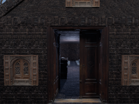 Haunted Church and Graveyard in a Dark Forest 3D Model