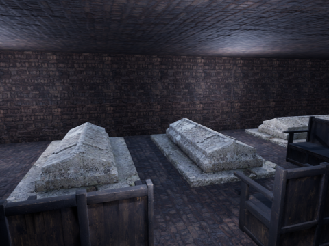 Haunted Church and Graveyard in a Dark Forest 3D Model