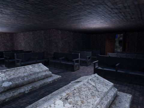 Haunted Church and Graveyard in a Dark Forest 3D Model