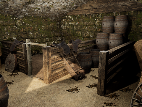 Horse Barn Exterior and Interior 3D Model