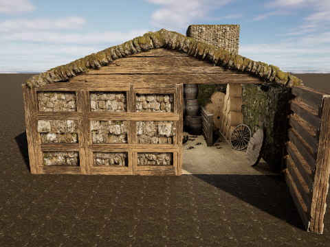 Horse Barn Exterior and Interior Modello 3D