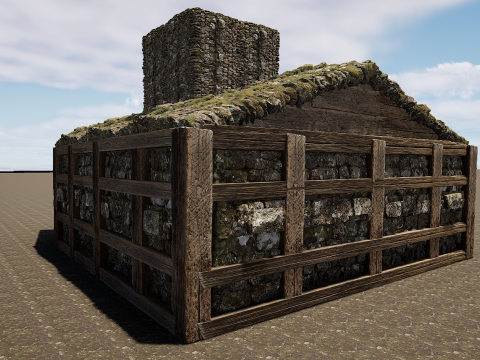 Horse Barn Exterior and Interior Modello 3D
