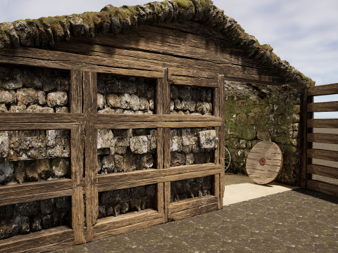 Horse Barn Exterior and Interior Modello 3D