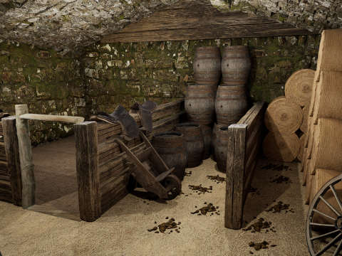 Horse Barn Exterior and Interior Modello 3D