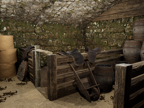 Horse Barn Exterior and Interior Modello 3D