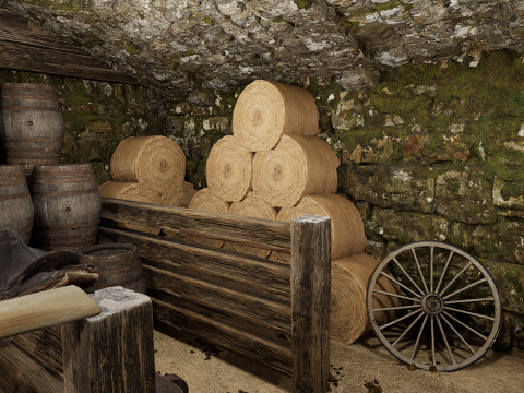 Horse Barn Exterior and Interior Modello 3D