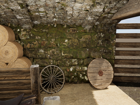 Horse Barn Exterior and Interior Modello 3D