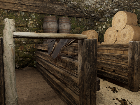 Horse Barn Exterior and Interior Modello 3D