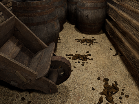 Horse Barn Exterior and Interior Modello 3D