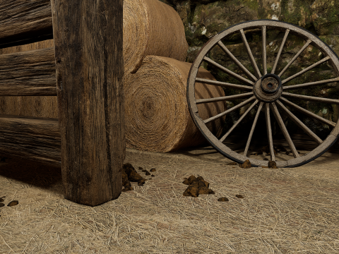 Horse Barn Exterior and Interior Modello 3D