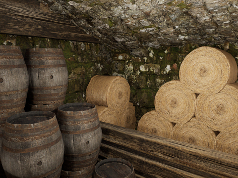 Horse Barn Exterior and Interior Modello 3D