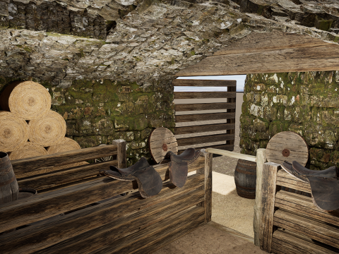 Horse Barn Exterior and Interior Modello 3D