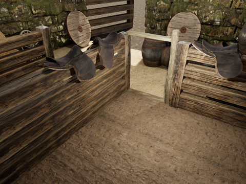 Horse Barn Exterior and Interior Modello 3D