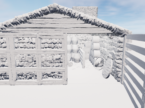 Horse Barn Exterior and Interior Modello 3D