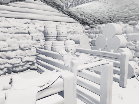 Horse Barn Exterior and Interior Modello 3D