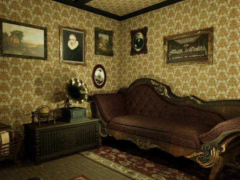 Victorian Room Highly Detailed 3D Model