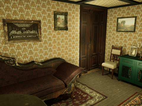 Victorian Room Highly Detailed 3D मॉडल