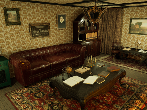 Victorian Room Highly Detailed 3D मॉडल