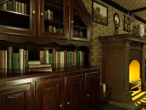 Victorian Room Highly Detailed 3D मॉडल